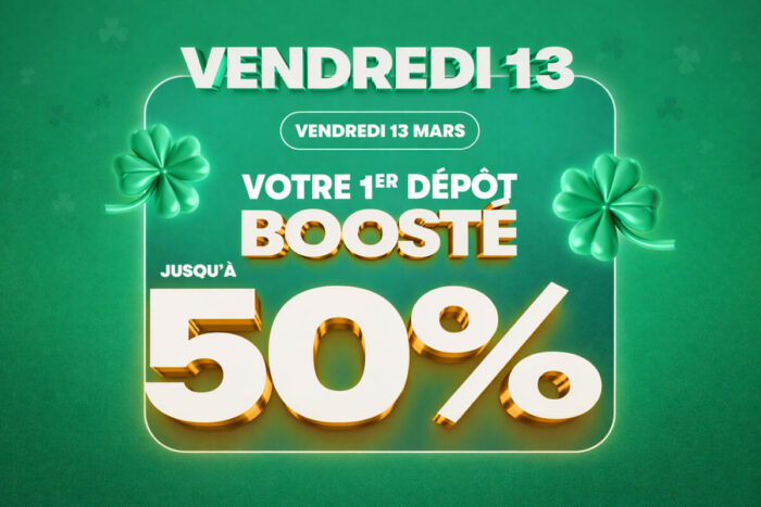 Vendredi 13 : PMU offre jusqu&rsquo;à 25€ en boostant ton 1er dépôt avant 23h30 ce soir