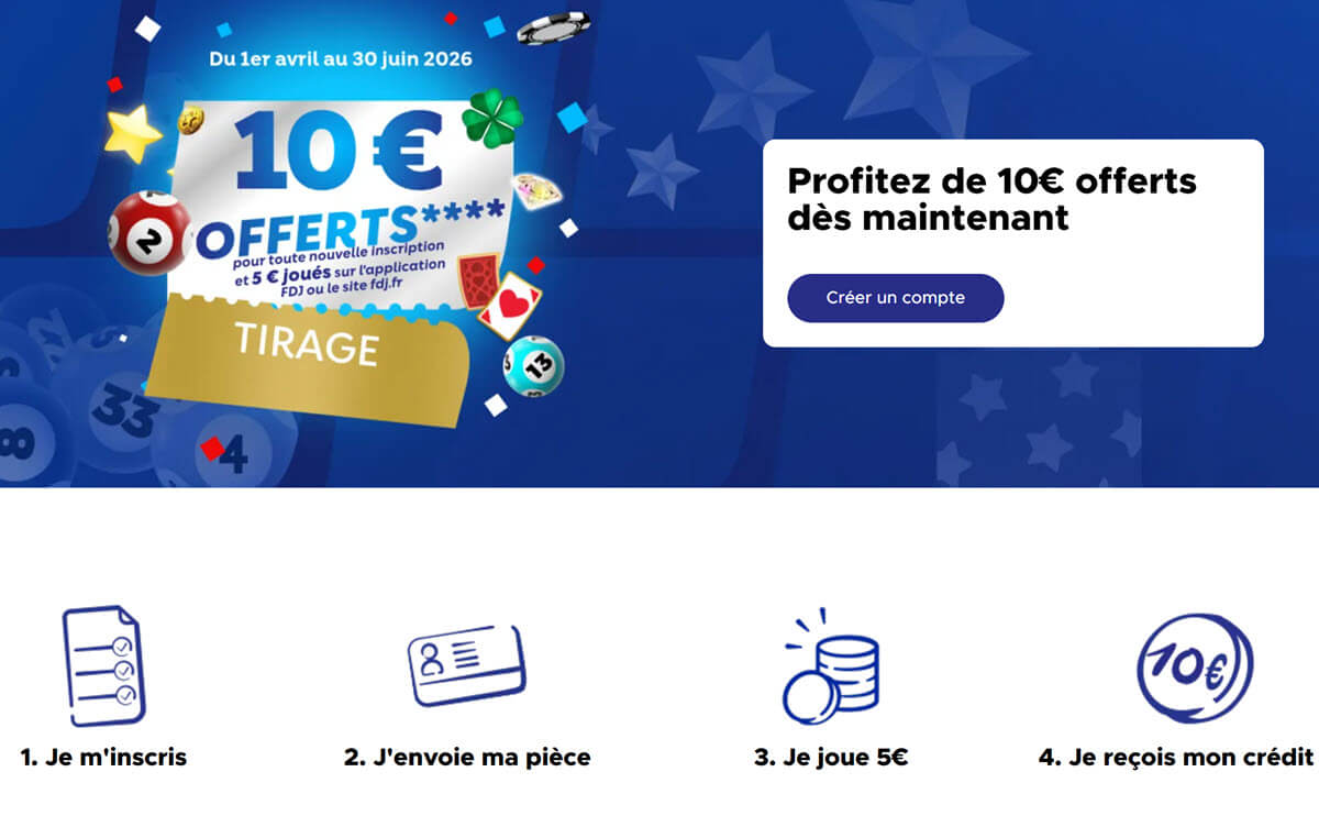 Les conditions pour la promotion du code promo FDJ disponibles du 8 avril au 30 juin 2026