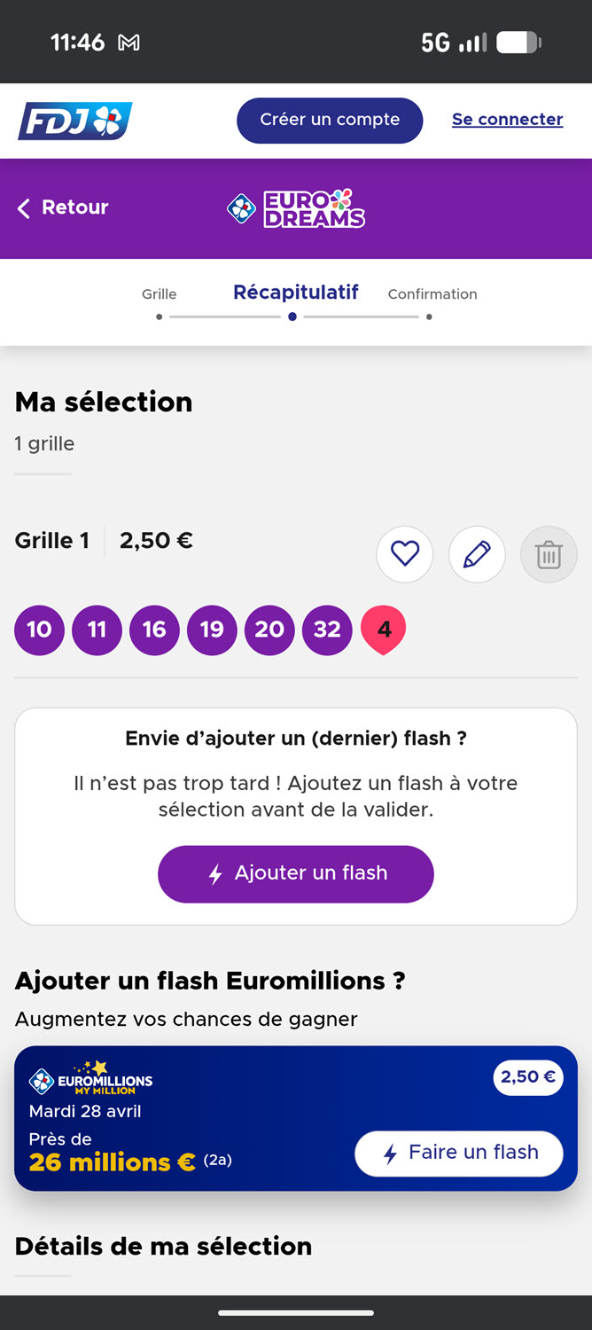 Troisième étape pour jouer à EuroDreams : validze votre prise de jeux pour le prochain tirage.