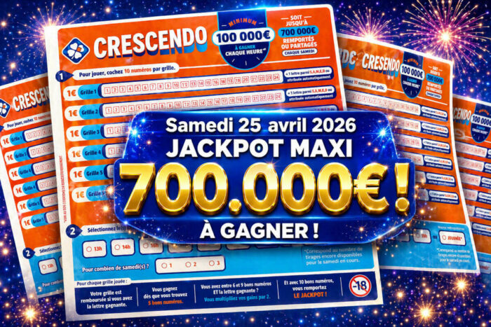 Résultats Crescendo FDJ du samedi 25 avril 2026 : 2 gagnants à 100 000€ et 400 000€, la cagnotte partagée à 19h00