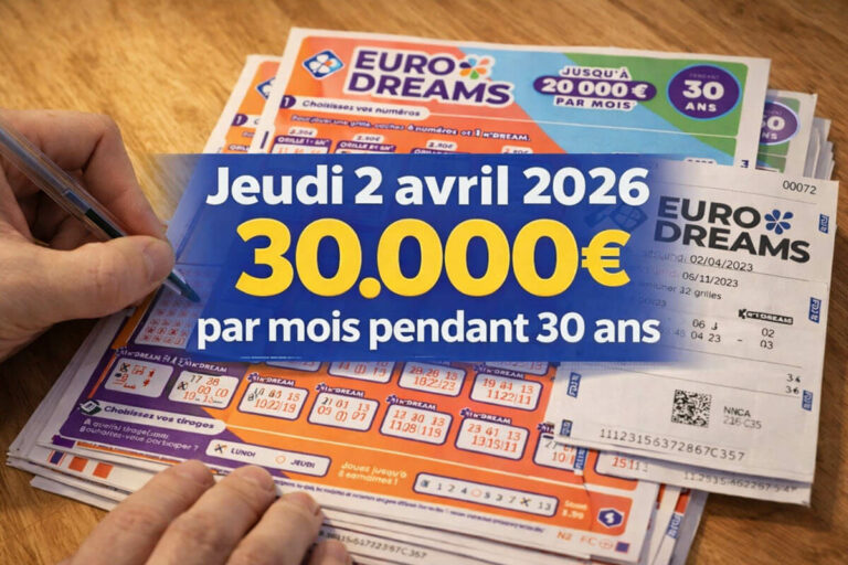 Résultat EuroDreams du jeudi 2 avril 2026 : un joueur remporte 2000€ par mois au tirage
