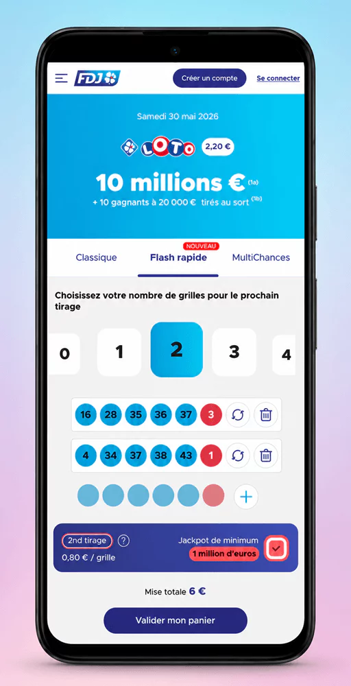 Une grille simple avec la fonctionnalité flash rapide pour le Loto de la Fête des Mères du samedi 30 mai 2026