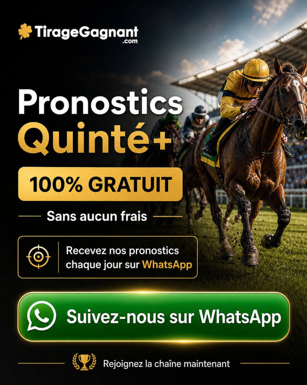 Les pronostics Quinté+ gratuit par Tirage-Gagnant.com