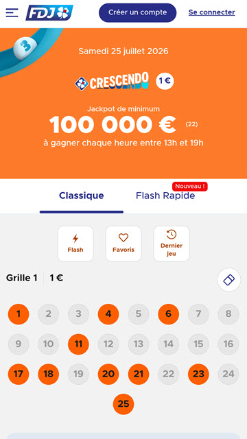 Choisissez vos numéros Crescendo
