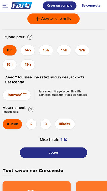 Choisissez l'heure de tirage souhaité