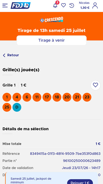 Historique de jeux Crescendo