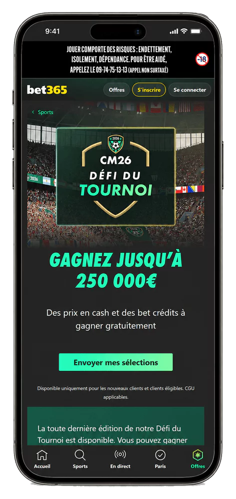 Concours gratuits de pronostics chez Bet365 pour gagner jusqu'à 250 000€