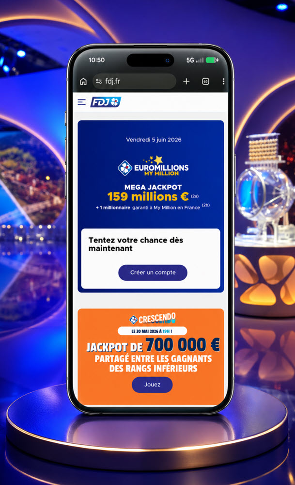Jackpot Euromillions de 159 millions d'euros ce vendredi 5 juin 2026