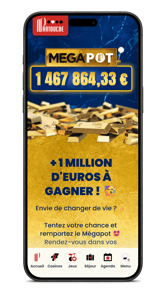 Le megapot Partouche à l'heure actuelle au 15 juin 2026 : le montant du jackpot évolue chaque seconde