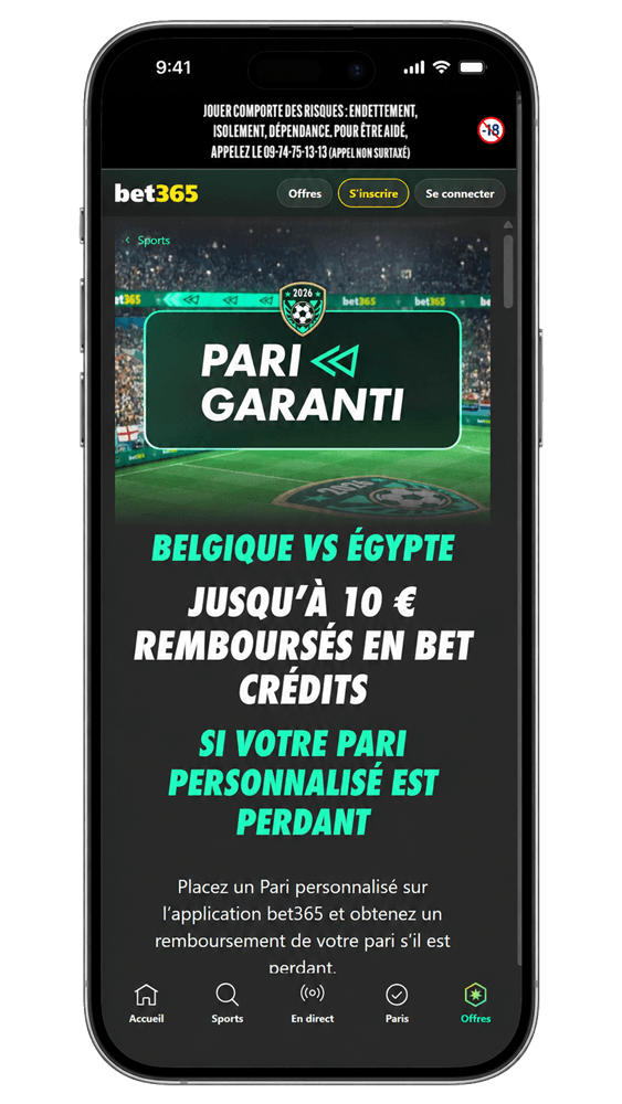 Belgique-Égypte : pari garanti jusqu'à 10€ sur Bet365