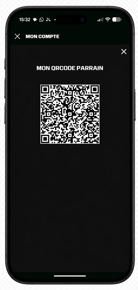 Le QR Code de parrainage pour nos filleuls sur Unibet