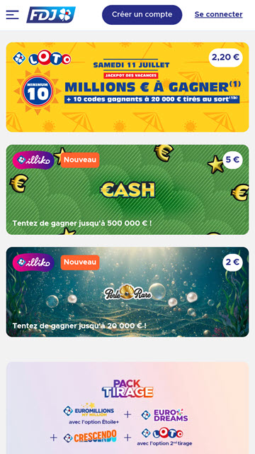 Cliquez sur la bannière Jackpot Loto des vacances