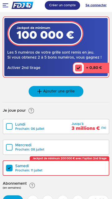 Validez l'option 2nd tirage