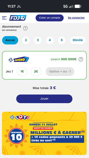 Confirmez votre prise de jeu Loto