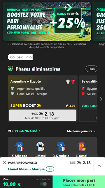 Votre choix du pari boosté