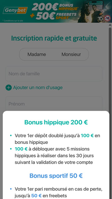 Conditions du bonus de bienvenue