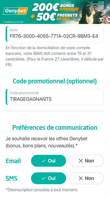 Le code promo Genybet exclusif