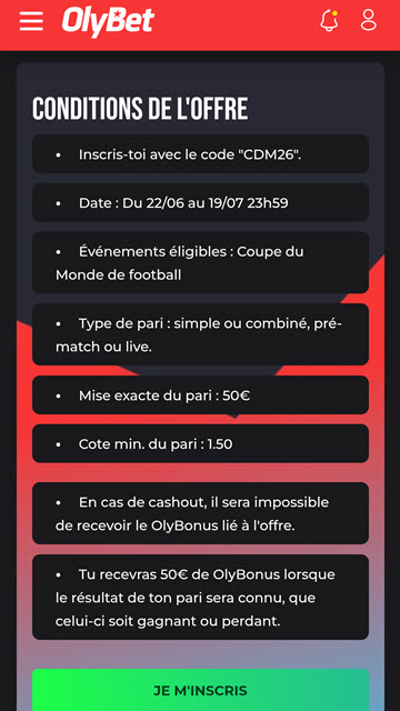 Lisez les conditions du code promo CM2026