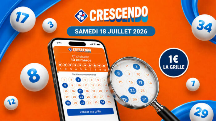 Résultats Crescendo FDJ du samedi 18 juillet 2026 : 1 grand gagnant remporte 700 000 €
