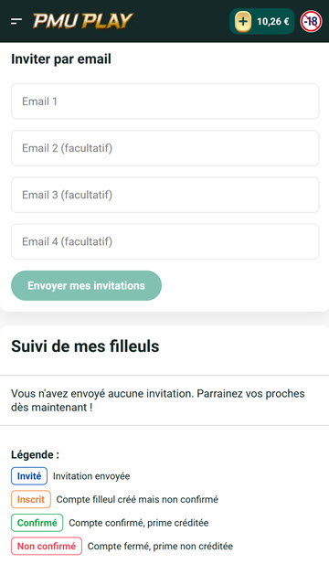 Invitez vos amis sur PMU.fr par mail