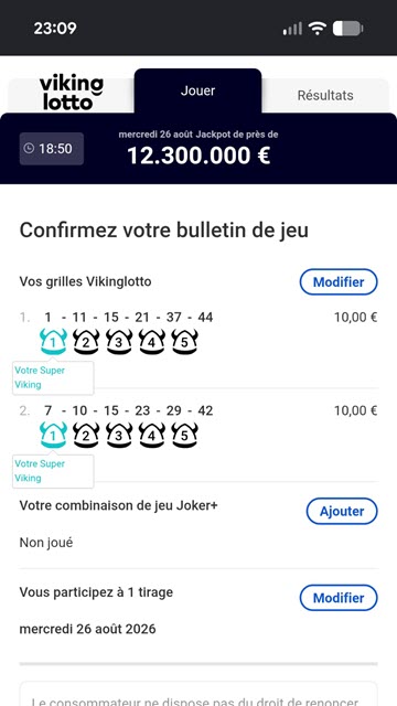 Confirmez votre prise de jeu VikingLotto