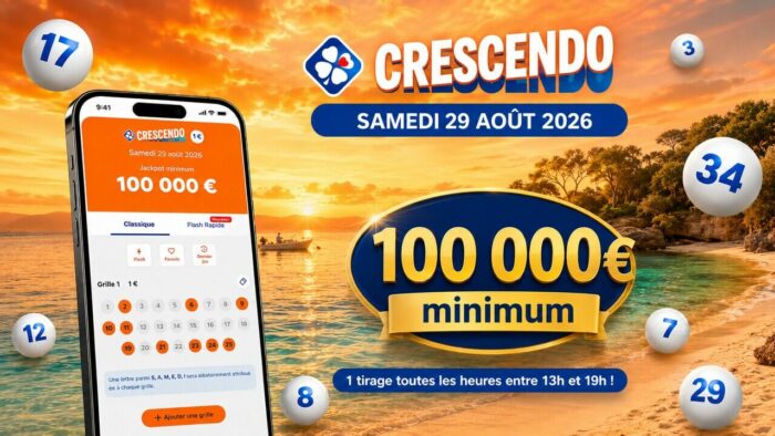 Résultats Crescendo FDJ du samedi 29 août 2026 : 26 gagnants remportent jusqu&rsquo;à 2 120 €