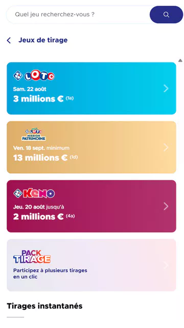 Sélectionnez le tirage Super Loto du Patrimoine