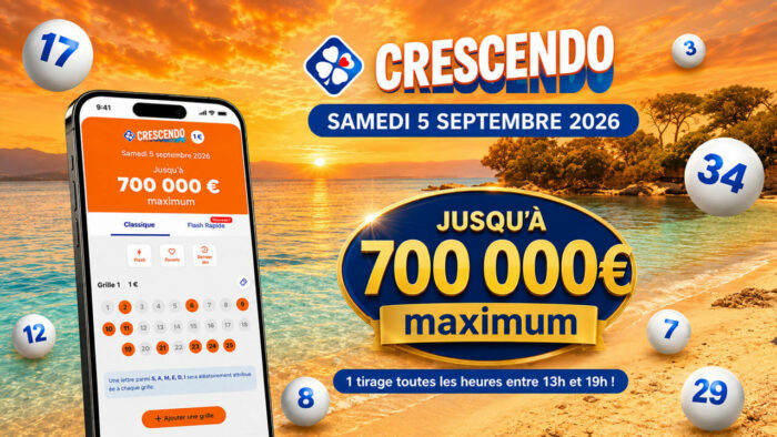 Résultats Crescendo FDJ du samedi 5 septembre 2026 : 29 gagnants remportent jusqu&rsquo;à 1 960 €
