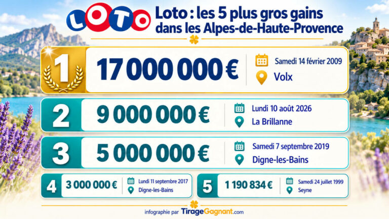 Alpes-de-Haute-Provence : les plus gros gains et gagnants FDJ au Loto