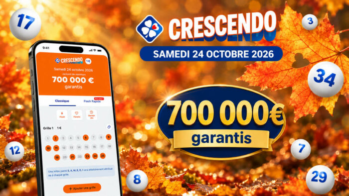 Résultats Crescendo FDJ du samedi 24 octobre 2026 : 1 grand gagnant remporte 700 000 €