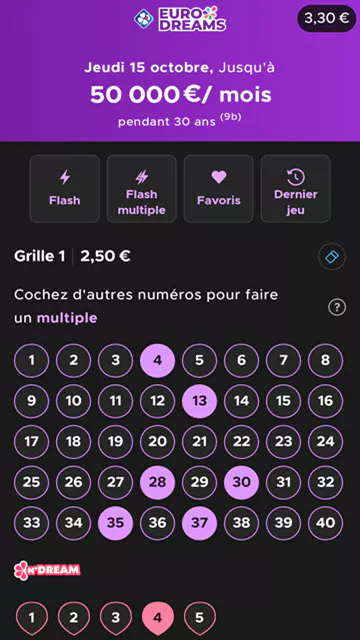 Jouer une grille simple à EuroDreams